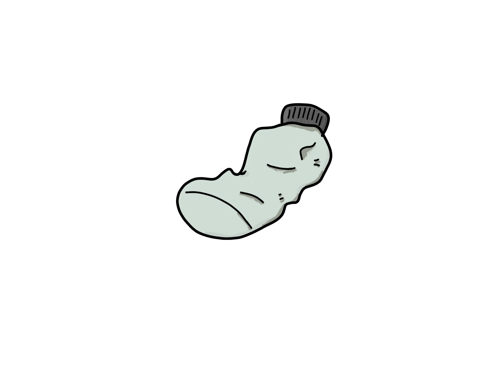 A cartoon style illustration of a crumpled plastic bottle.